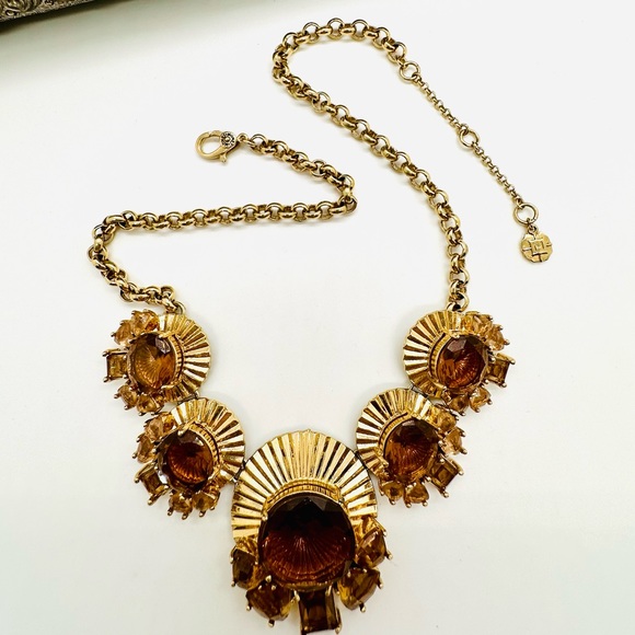 🔥 Vintage Monet Topaz Crystal Deco Necklace - Picture 10 of 17